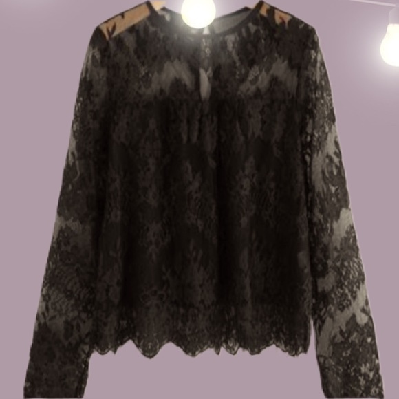 Tops - 🔲Eyelash Lacey black shirt